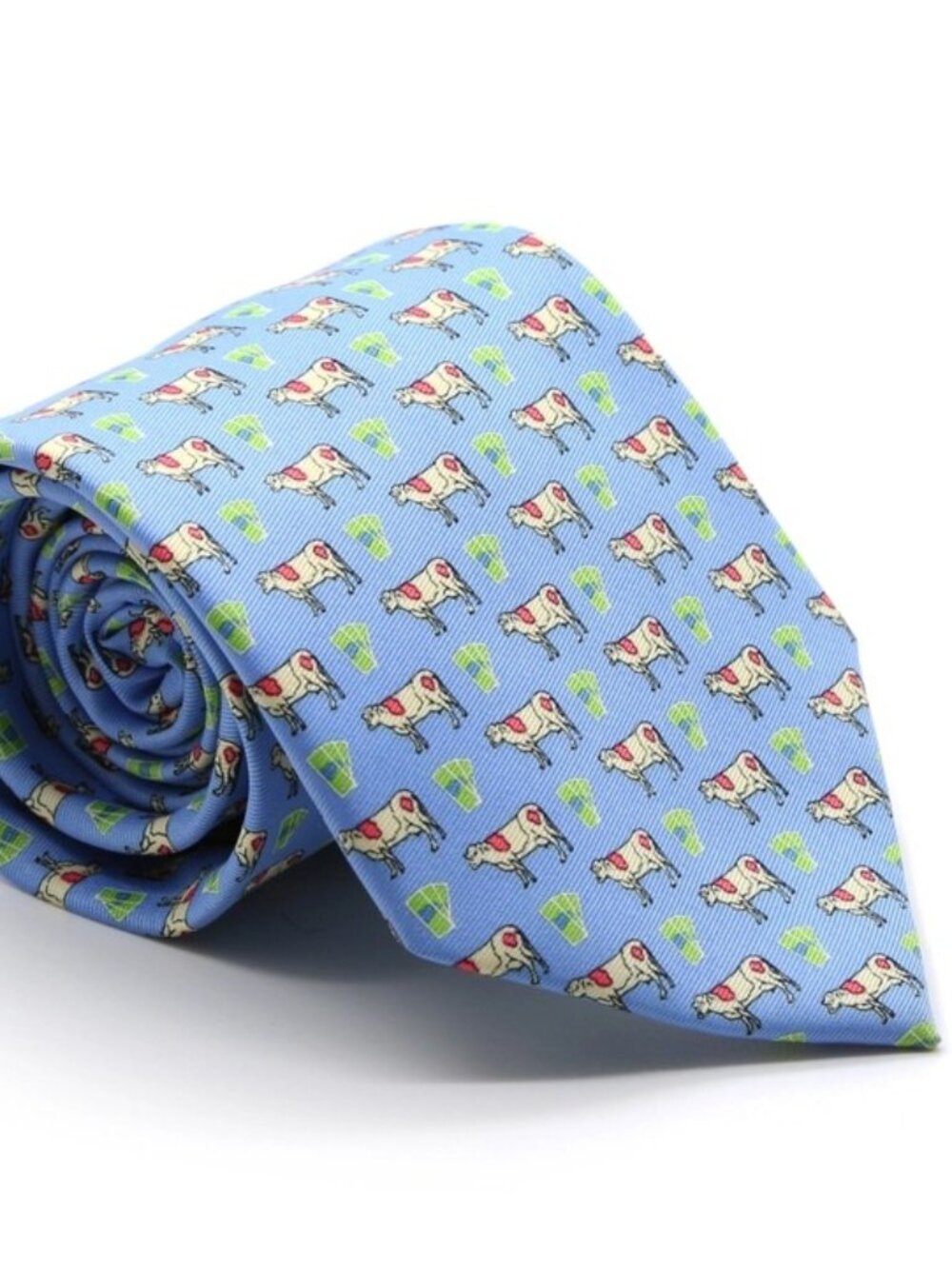 Cow Blue Necktie with Handkerchief Set